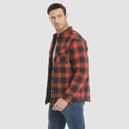 Flannel Shirt Jacket – quilted lining, five pockets, cotton check