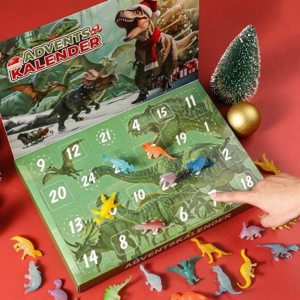 Dinosaur Advent Calendar – 24 mini dinosaur and fossil figures, some glow in the dark