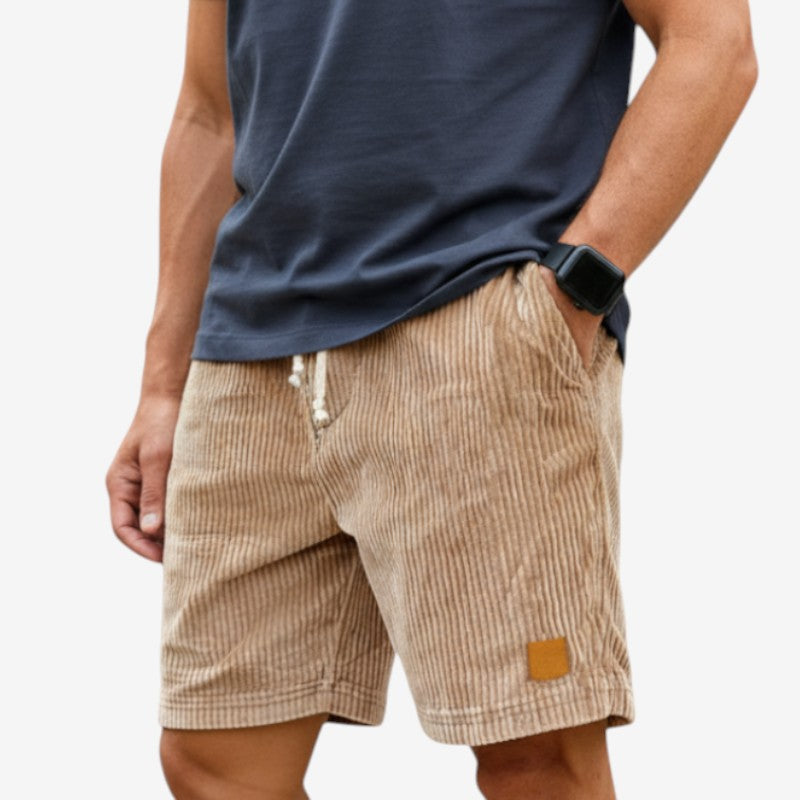 Mens Cord Shorts – drawstring waist, side pockets, ten colours
