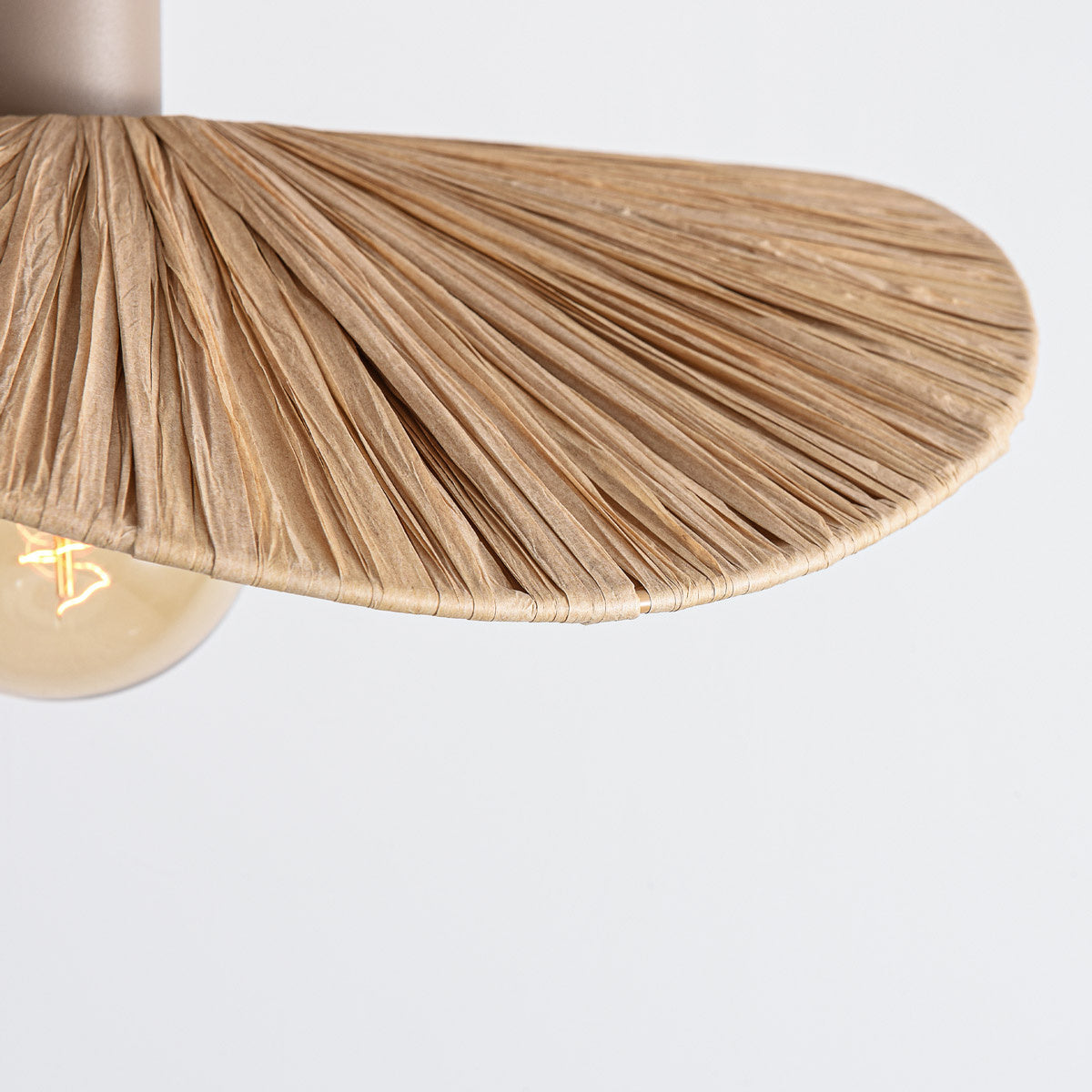Raffia Ceiling Light – hand-woven paper shade, wavy brim, flush mount