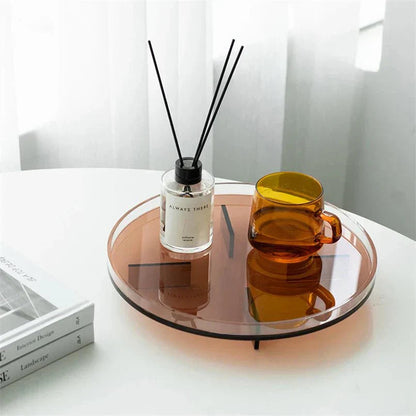 Decorative Tray – round, translucent colour, raised rim