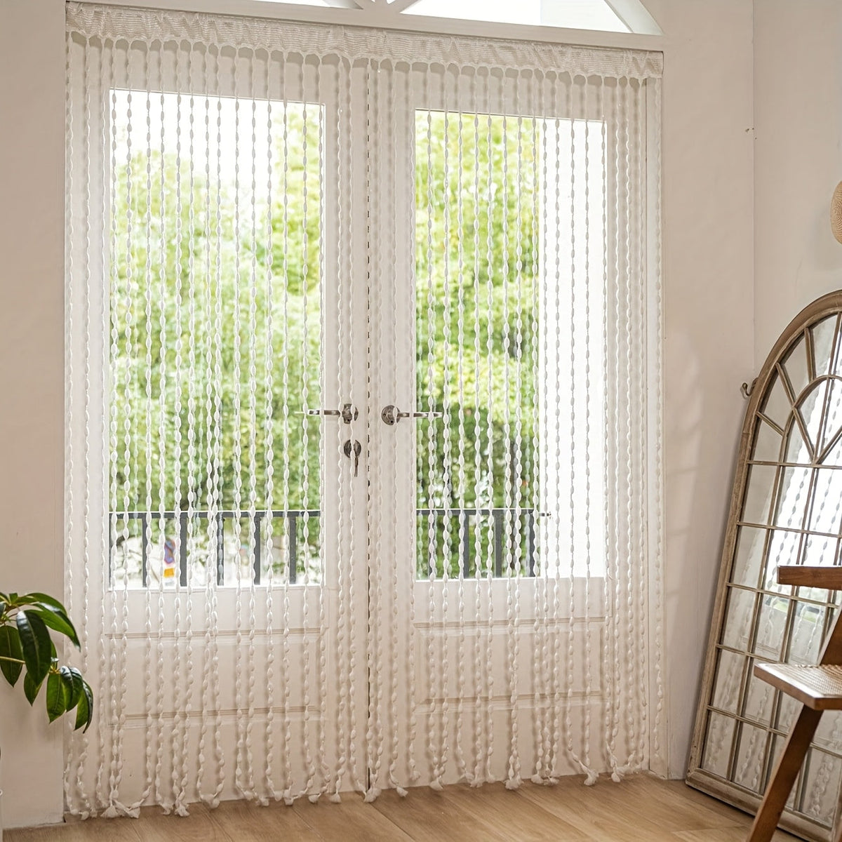 Beaded Door Curtain – boho strands, lets light through, three colours