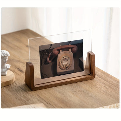 Acrylic Photo Frame with Wooden Base – slide-in, portrait or landscape