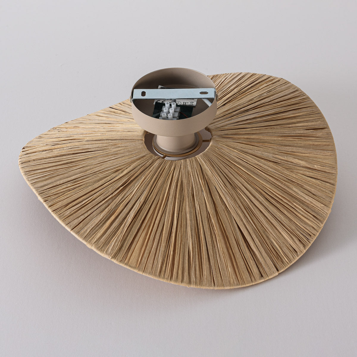 Raffia Ceiling Light – hand-woven paper shade, wavy brim, flush mount
