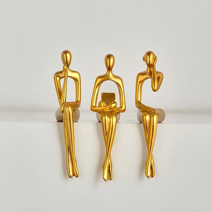 Abstract Shelf Sitter Figurine – thinker, reader and more, sits on a ledge