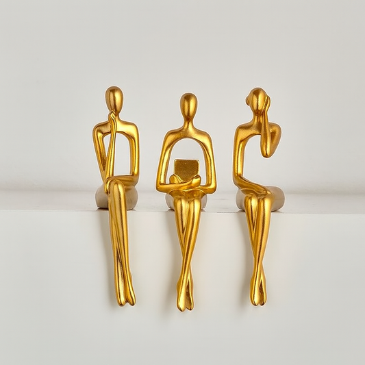 Abstract Shelf Sitter Figurine – thinker, reader and more, sits on a ledge