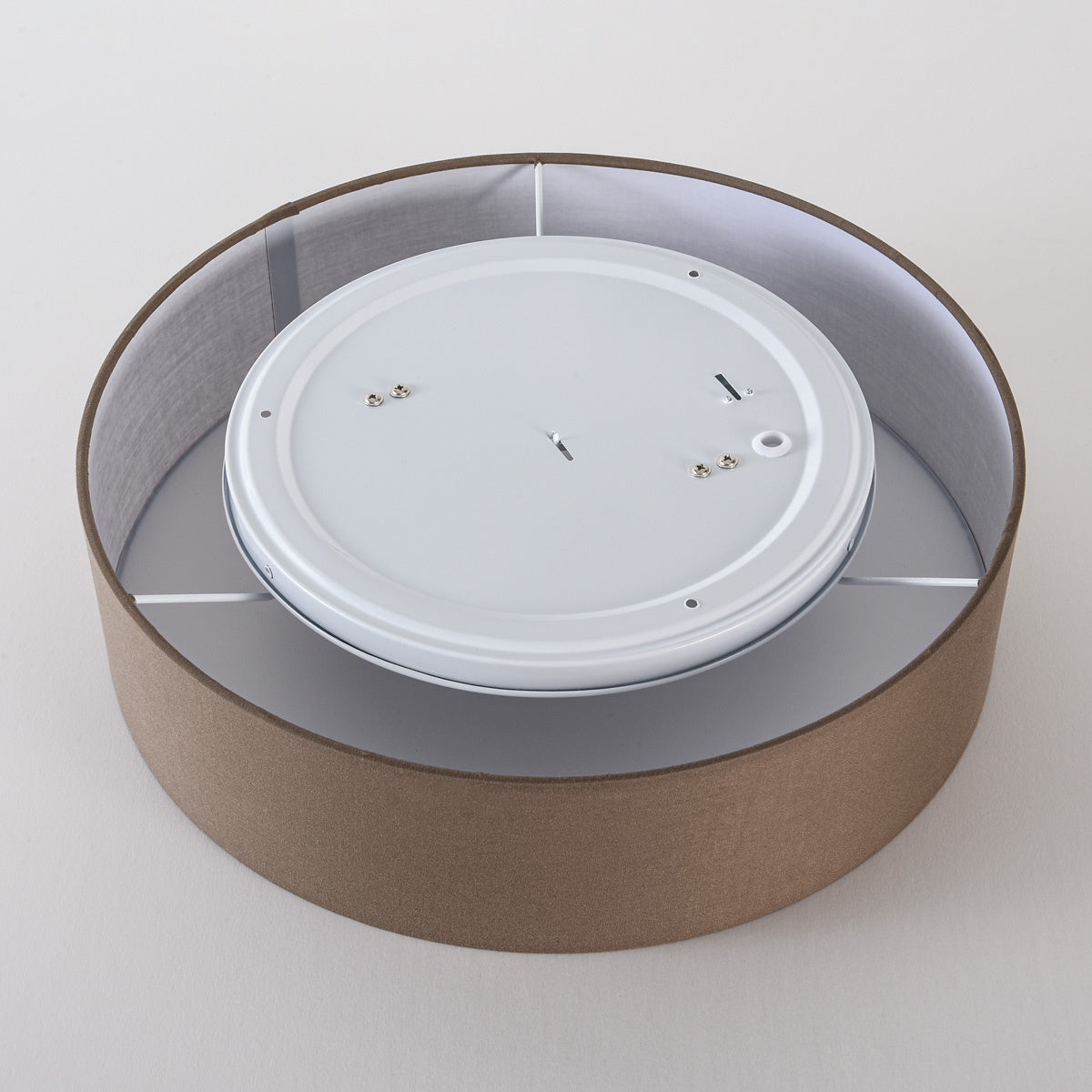 Fabric Drum Ceiling Light – taupe shade, diffuser, two bulbs