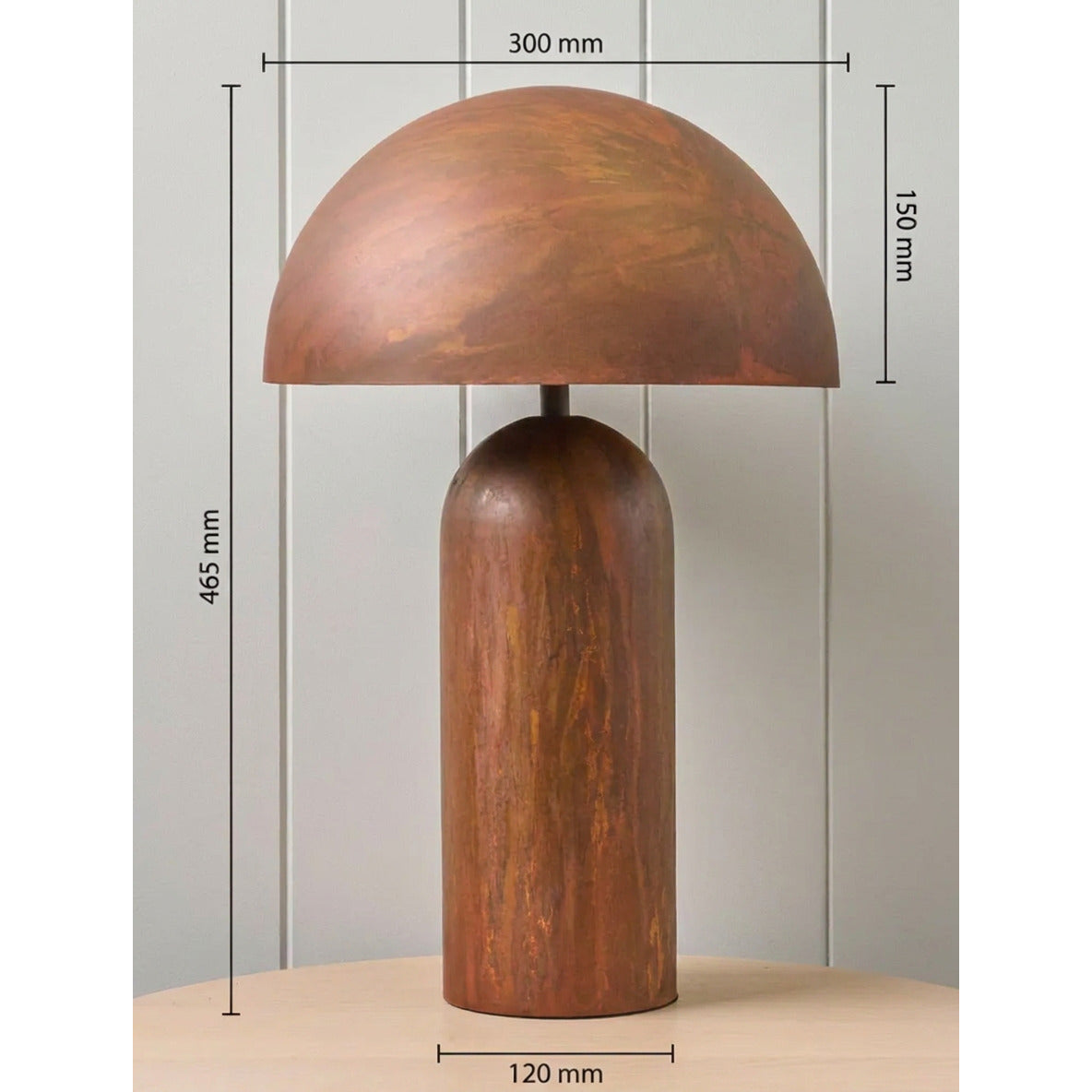 Rust Dome Table Lamp – patina iron, dome shade, two lights