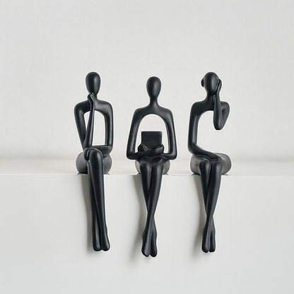 Abstract Shelf Sitter Figurine – thinker, reader and more, sits on a ledge