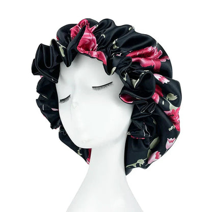 Satin Bonnet – reversible, elastic band, ruffled edge