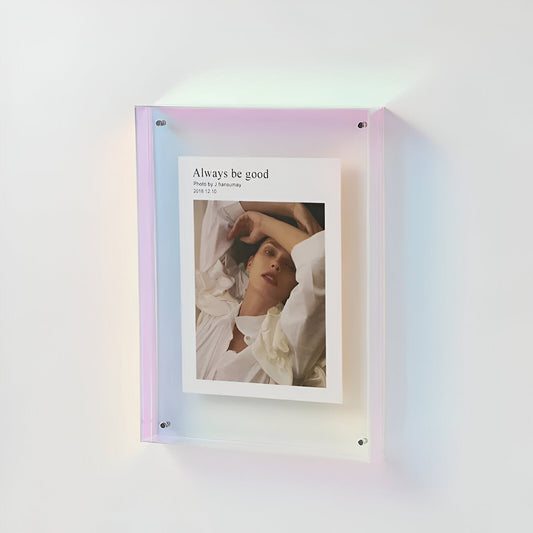 Acrylic Photo Frame – tinted colour, floating display, nine colours