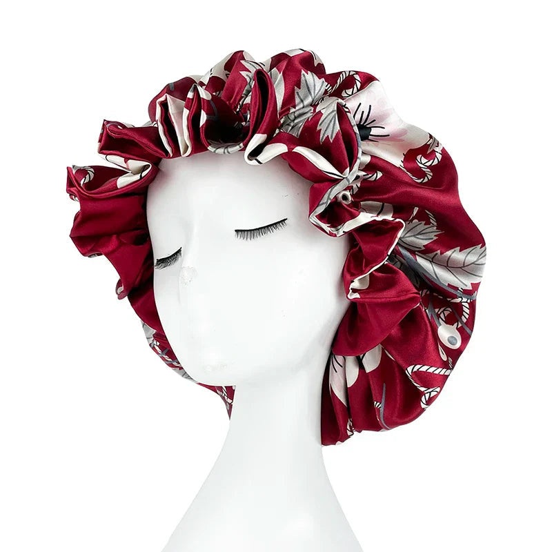 Satin Bonnet – reversible, elastic band, ruffled edge
