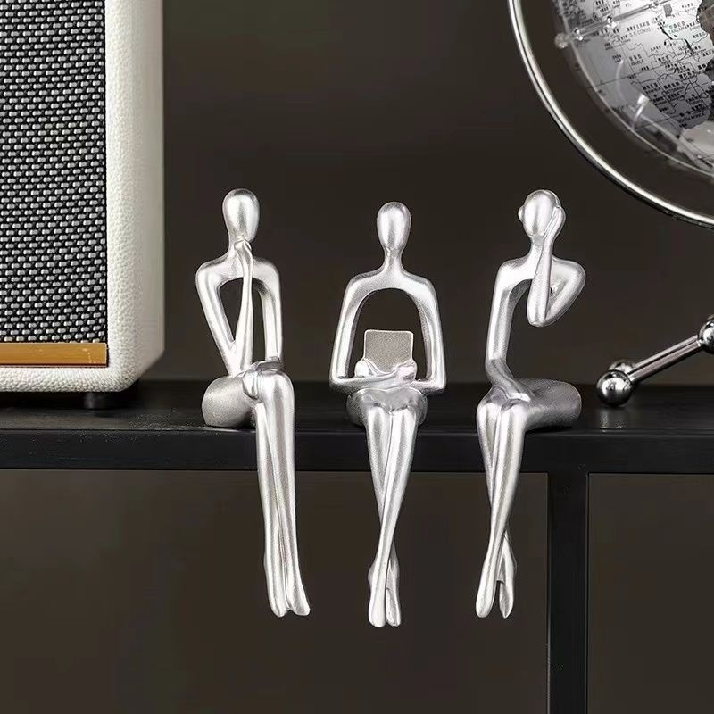 Abstract Shelf Sitter Figurine – thinker, reader and more, sits on a ledge