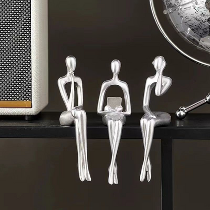 Abstract Shelf Sitter Figurine – thinker, reader and more, sits on a ledge