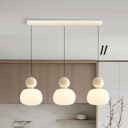 Pumpkin Glass Pendant Light – ribbed opal shade, single or three heads