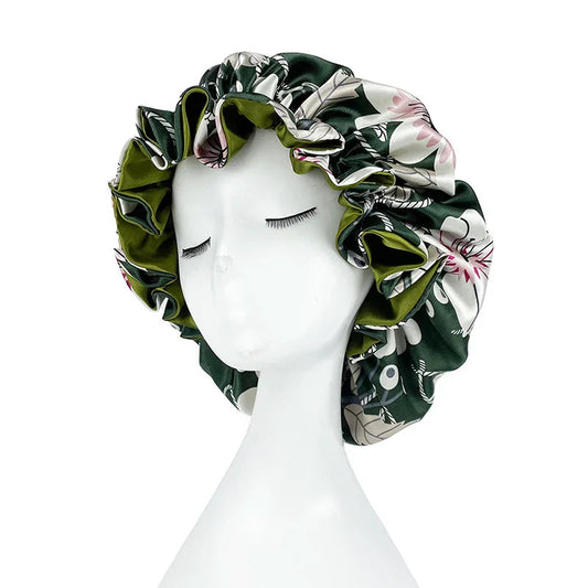Satin Bonnet – reversible, elastic band, ruffled edge