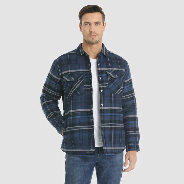 Flannel Shirt Jacket – quilted lining, five pockets, cotton check