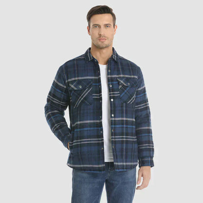 Flannel Shirt Jacket – quilted lining, five pockets, cotton check