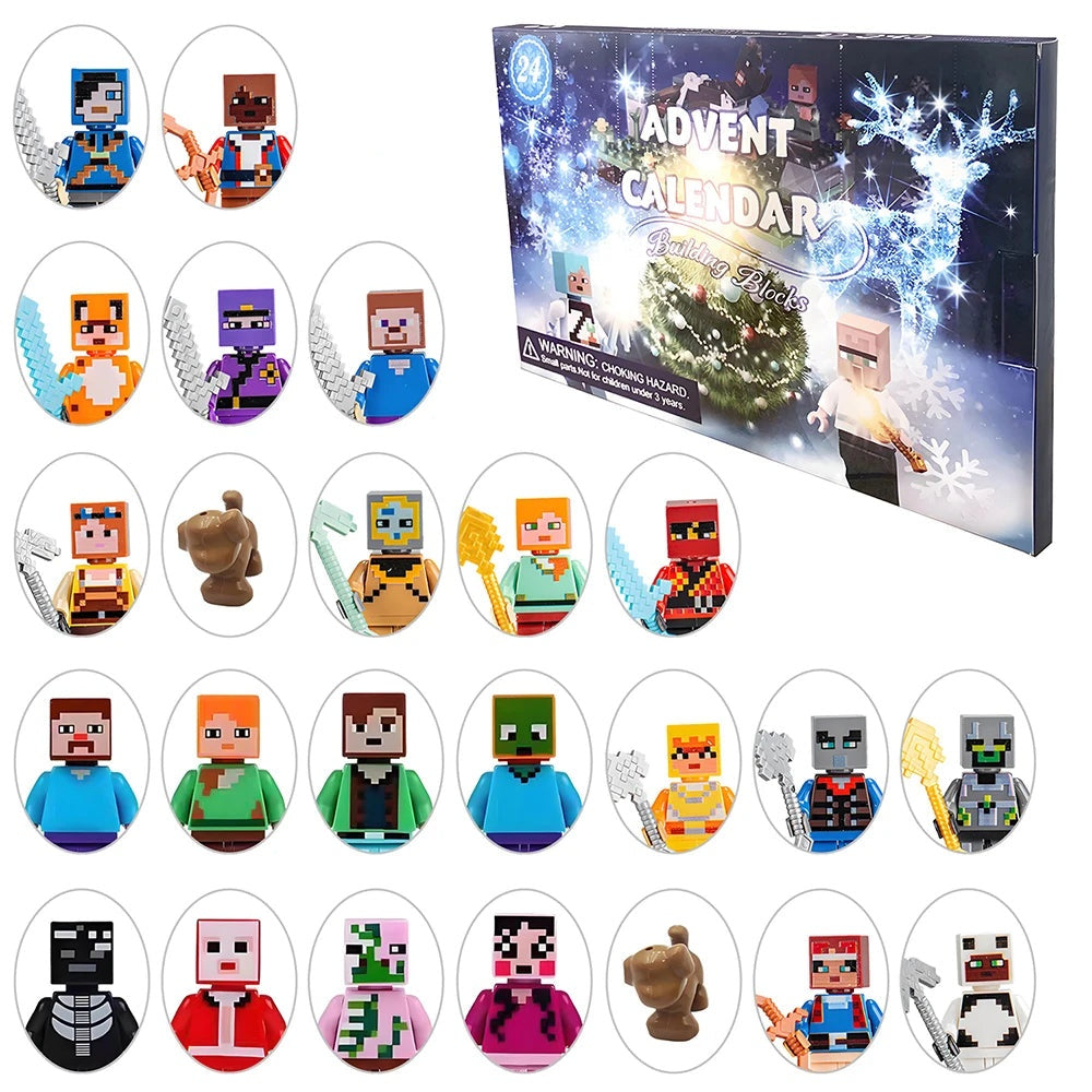 Pixel Figure Advent Calendar – 24 blocky characters and animals