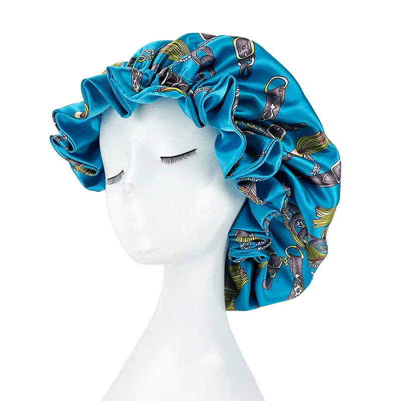 Satin Bonnet – reversible, elastic band, ruffled edge