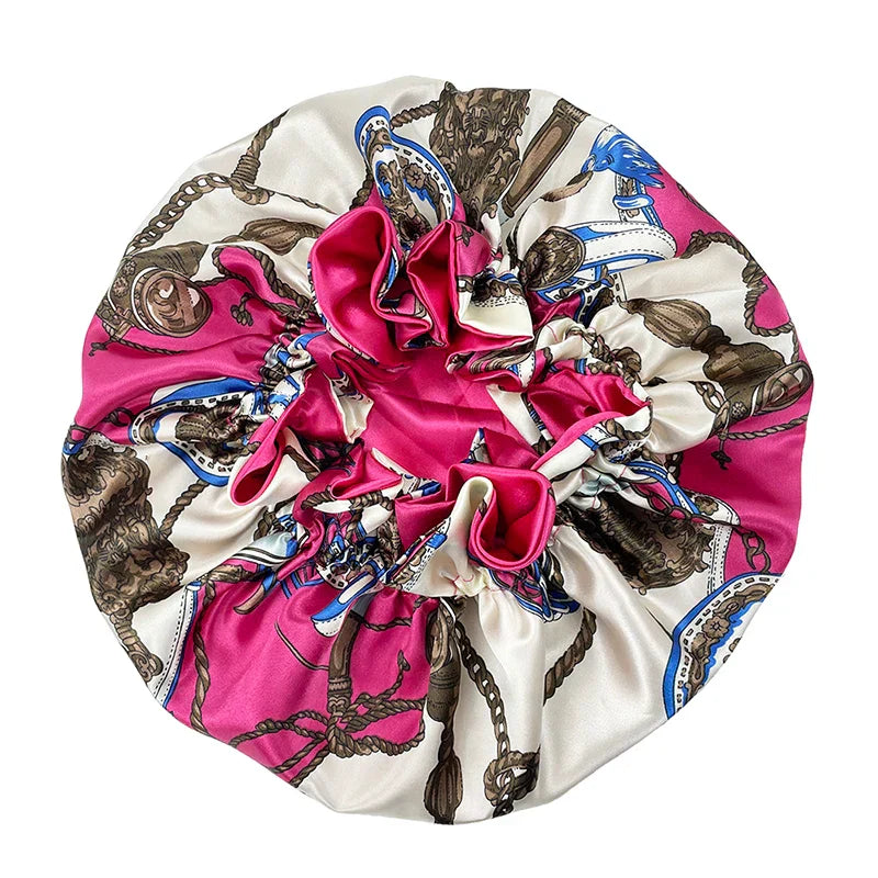 Satin Bonnet – reversible, elastic band, ruffled edge