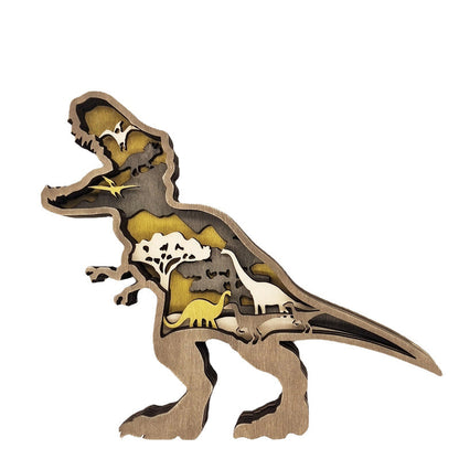 Layered Wooden Animal Figurine – 3D scene inside, freestanding, eleven animals