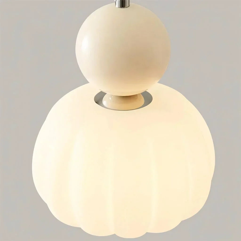 Pumpkin Glass Pendant Light – ribbed opal shade, single or three heads