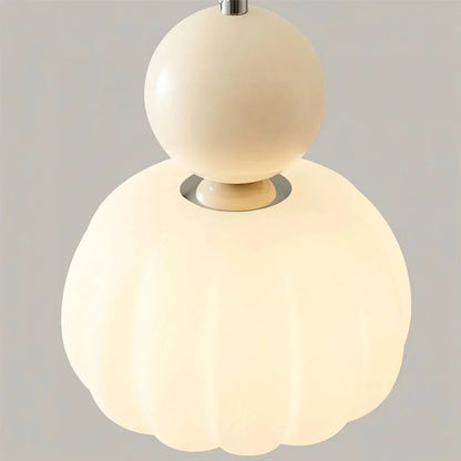 Pumpkin Glass Pendant Light – ribbed opal shade, single or three heads