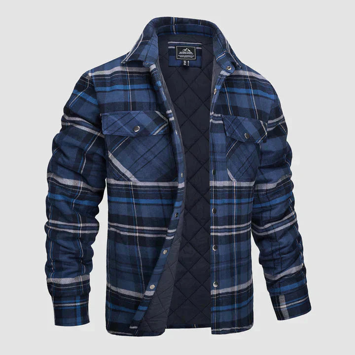 Flannel Shirt Jacket – quilted lining, five pockets, cotton check