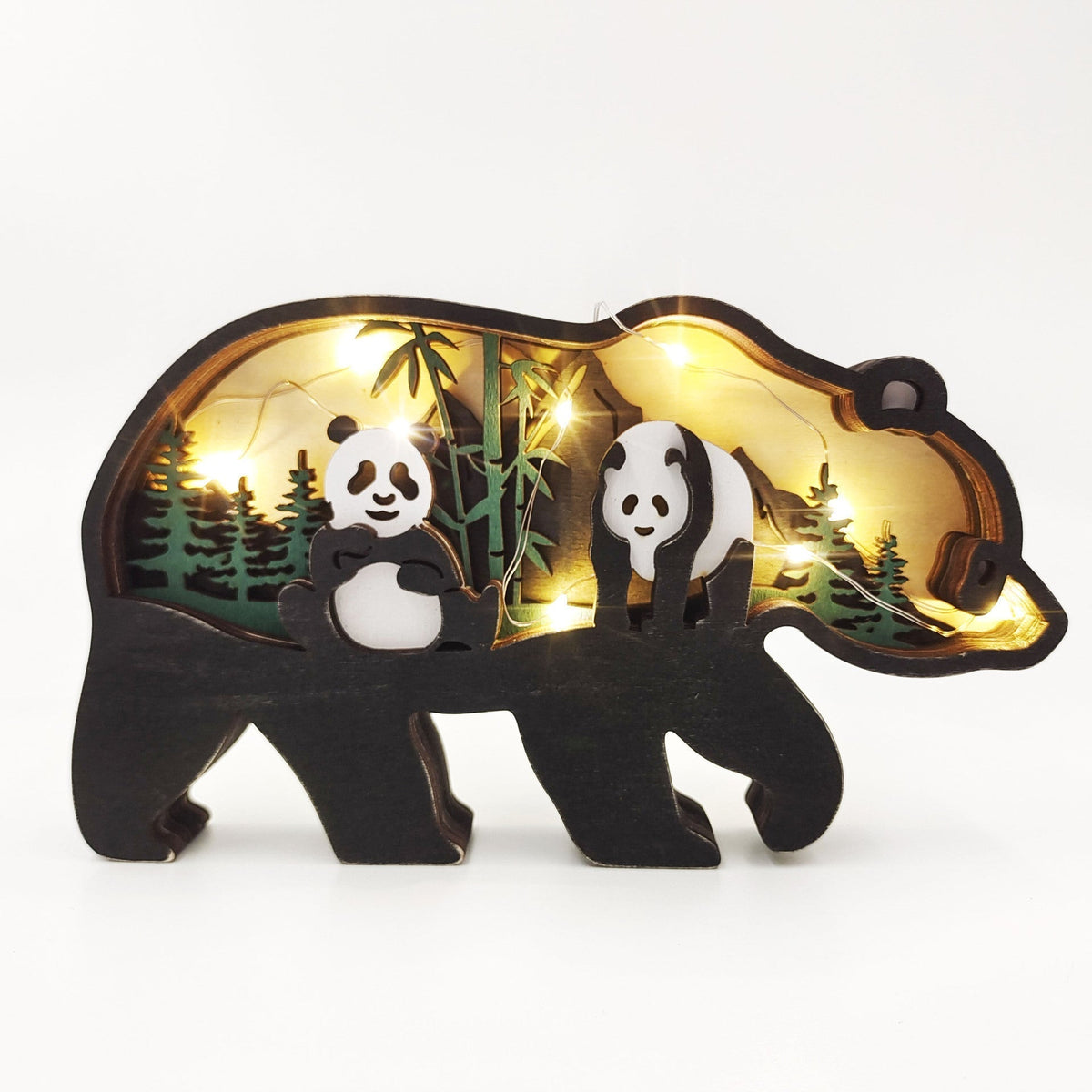 Layered Wooden Animal Figurine – 3D scene inside, freestanding, eleven animals