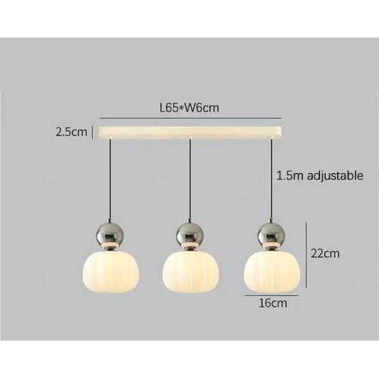 Pumpkin Glass Pendant Light – ribbed opal shade, single or three heads
