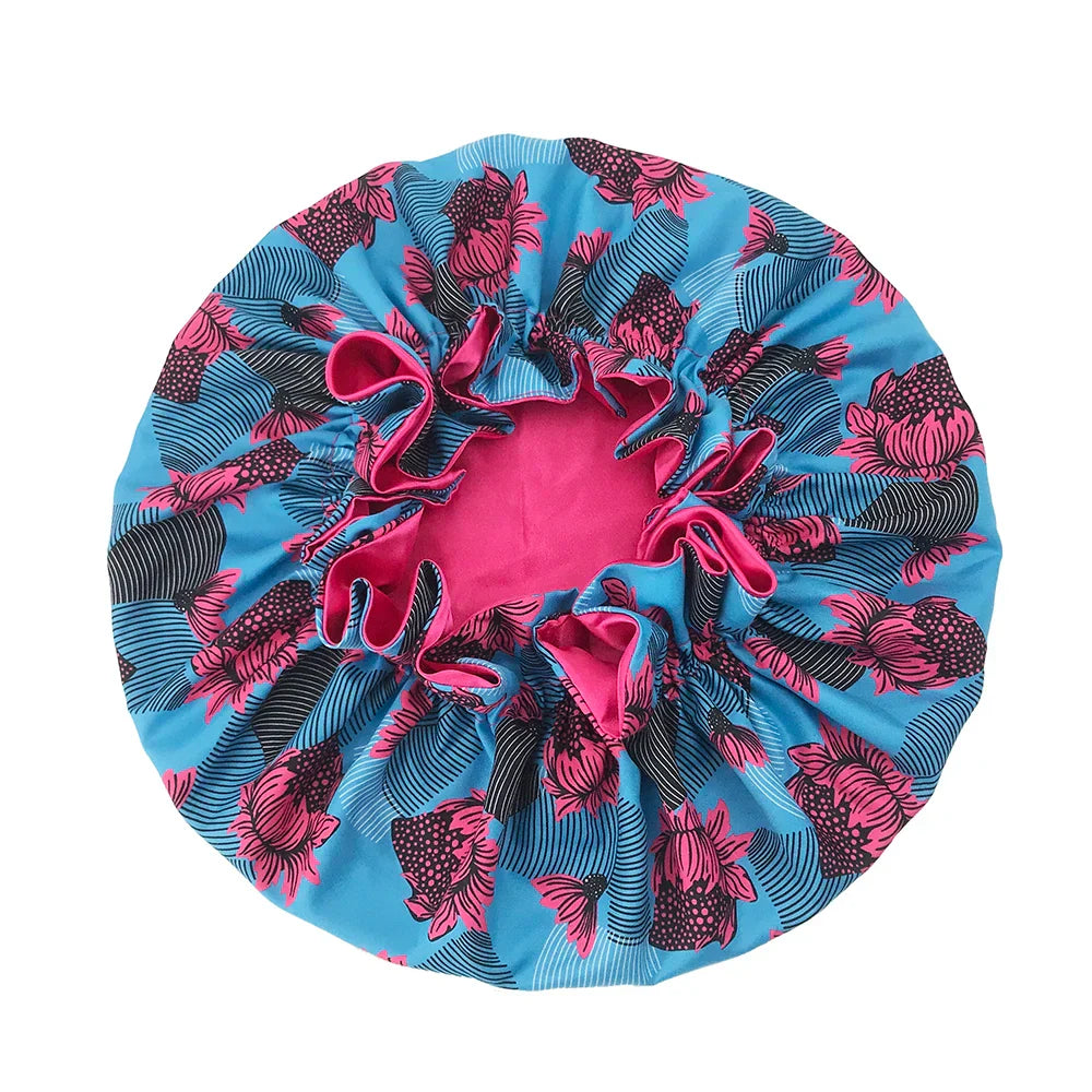 Satin Bonnet – reversible, elastic band, ruffled edge