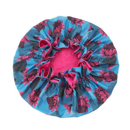 Satin Bonnet – reversible, elastic band, ruffled edge