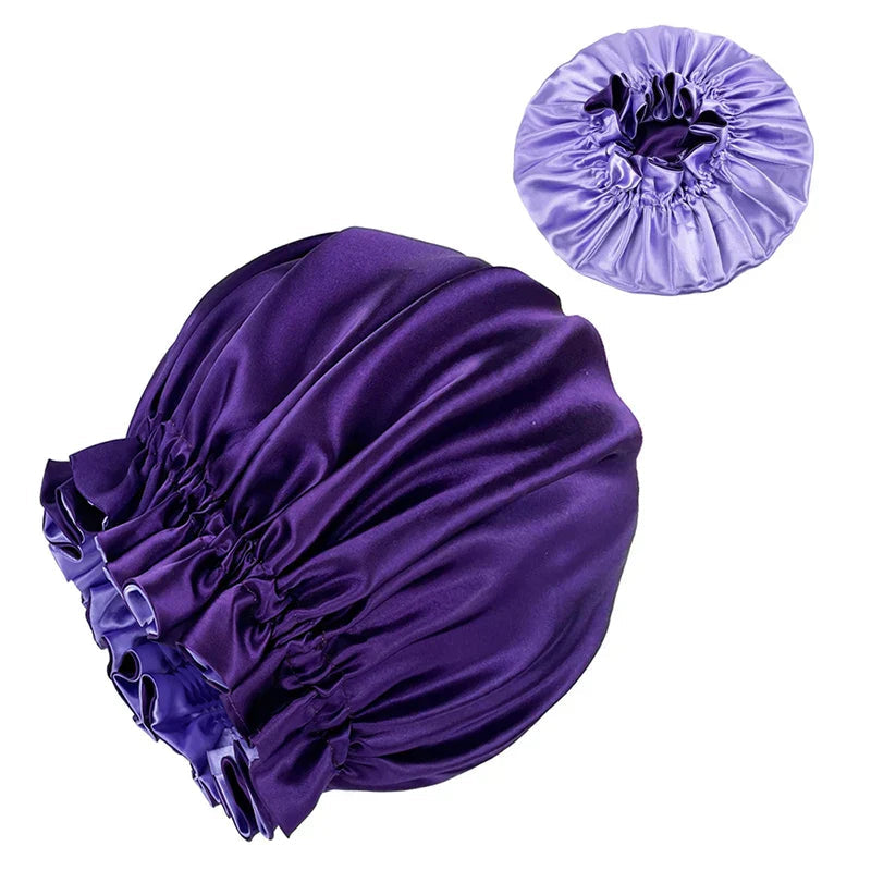 Satin Bonnet – reversible, elastic band, ruffled edge