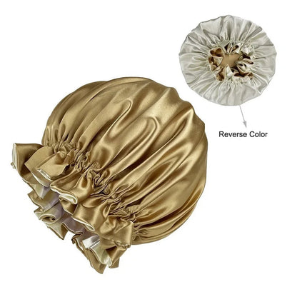 Satin Bonnet – reversible, elastic band, ruffled edge