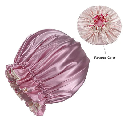 Satin Bonnet – reversible, elastic band, ruffled edge