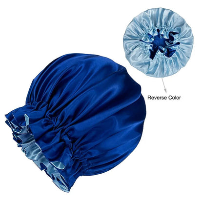 Satin Bonnet – reversible, elastic band, ruffled edge