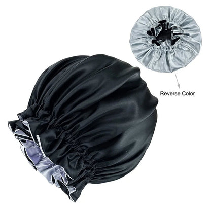 Satin Bonnet – reversible, elastic band, ruffled edge