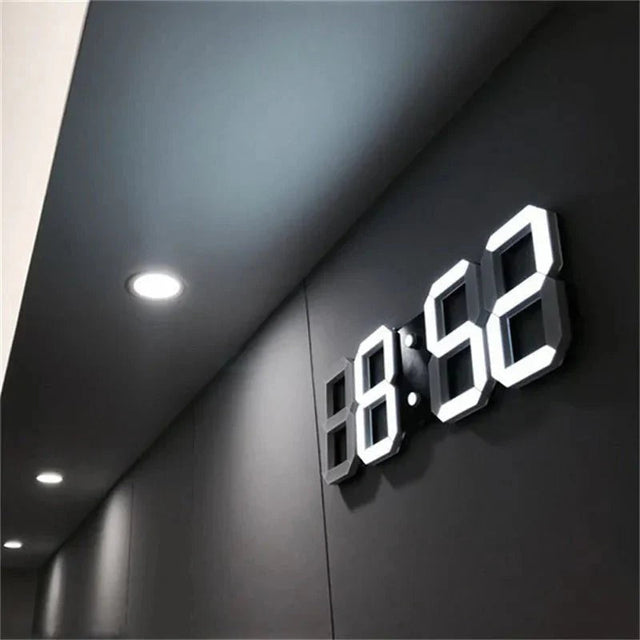 3D LED Digital Clock – wall mounted or freestanding, large glowing digits