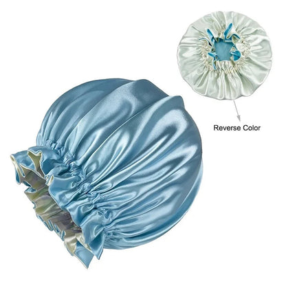 Satin Bonnet – reversible, elastic band, ruffled edge
