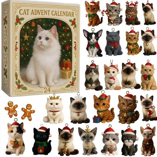 Cat Advent Calendar – 24 Acrylic Kitten Ornaments to Hang