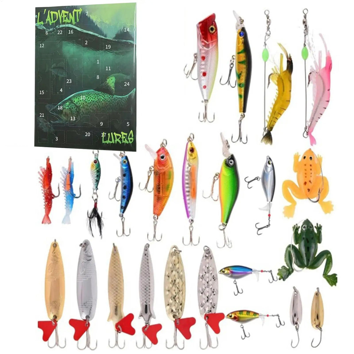 Fishing Advent Calendar – 24 Lures, Four Assortments
