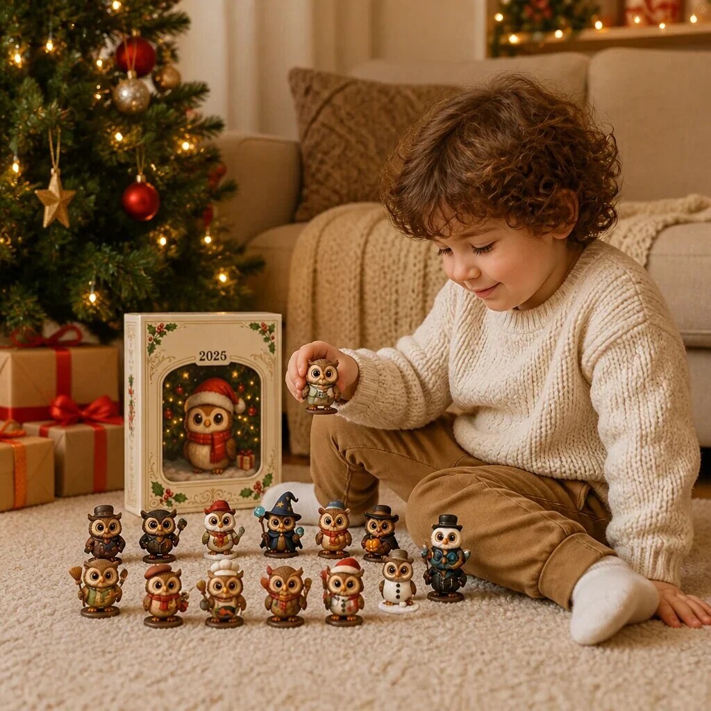 Advent Calendar – owl figures, 24 days, December countdown