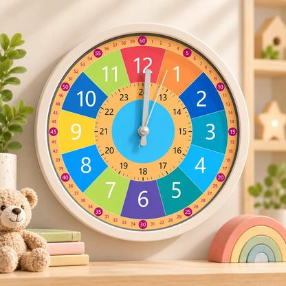 Analogue Wall Clock – kids learning time and colours