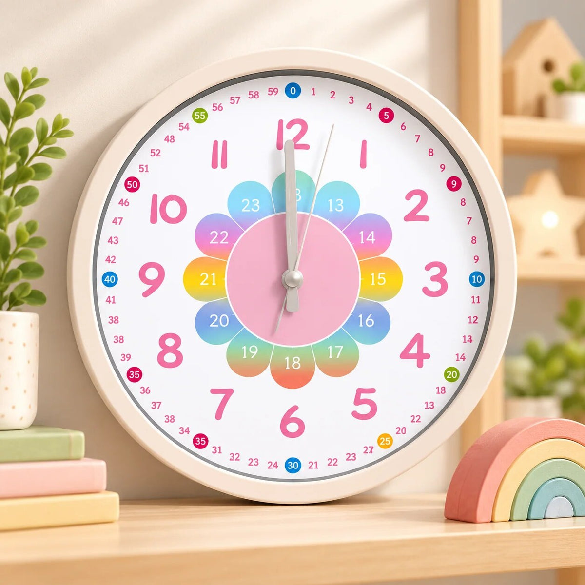 Analogue Wall Clock – kids learning time and colours