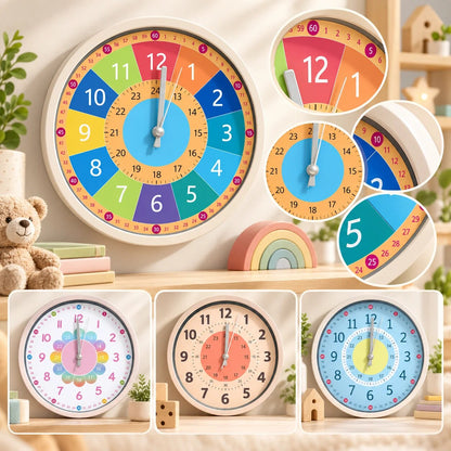 Analogue Wall Clock – kids learning time and colours