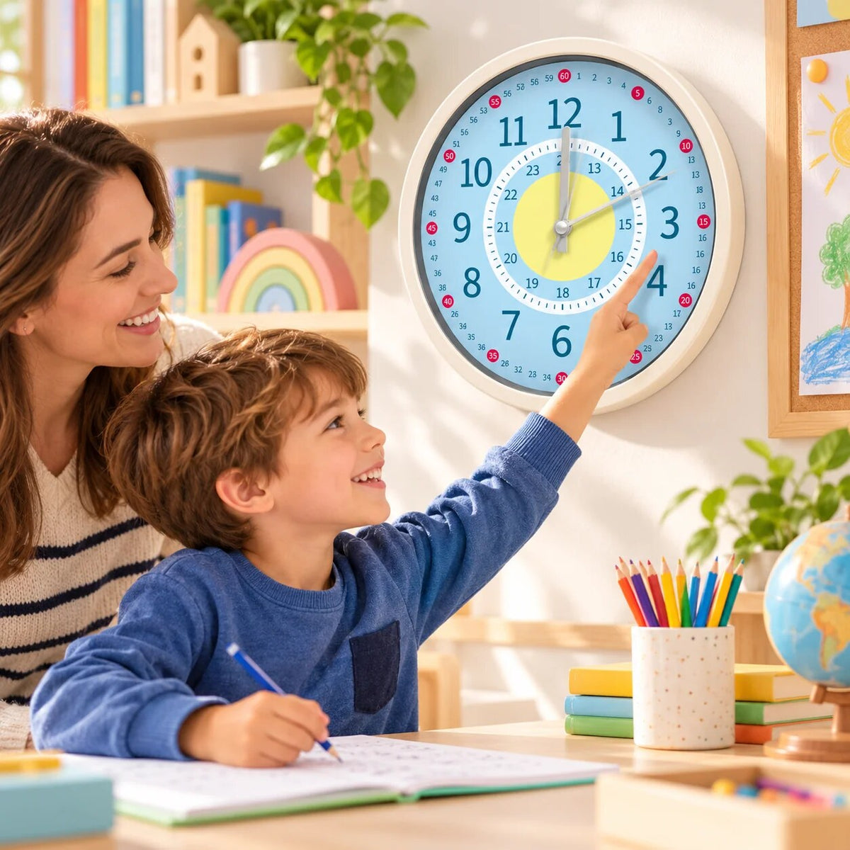 Analogue Wall Clock – kids learning time and colours