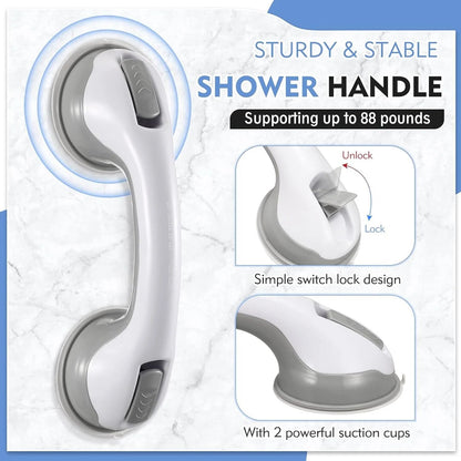 Bathroom Suction Grab Bar – lockable mounting, non-slip grip