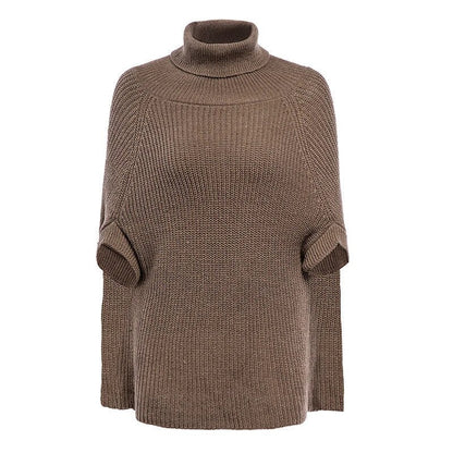 Cape Turtleneck Jumper – ribbed knit, oversized fit, split sleeves