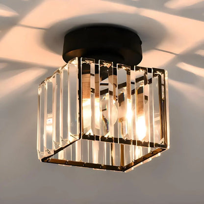 Ceiling light – striped glass shade, semi-flush mount design